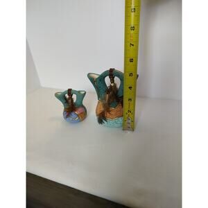 Pair Native American Pottery Wedding Vases - 5" and 3.5" PLEASE READ DESCRIPTION